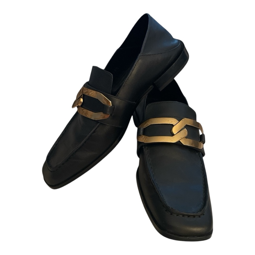 FRAME Le Miramar Leather Loafers Black Minimalist Slip On Size 38.5